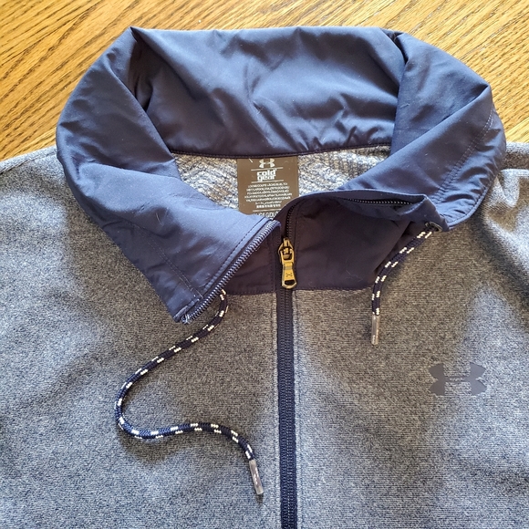 Under Armour Heather Blue Fleece Jacket Large - Picture 2 of 4